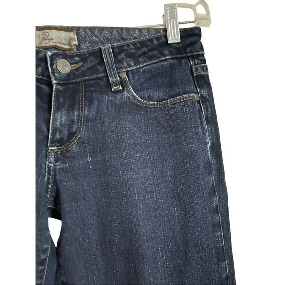 Paige Women's Blue Boot Cut Full Length Dark Wash Low Rise Jeans Size 27 - Picture 7 of 11